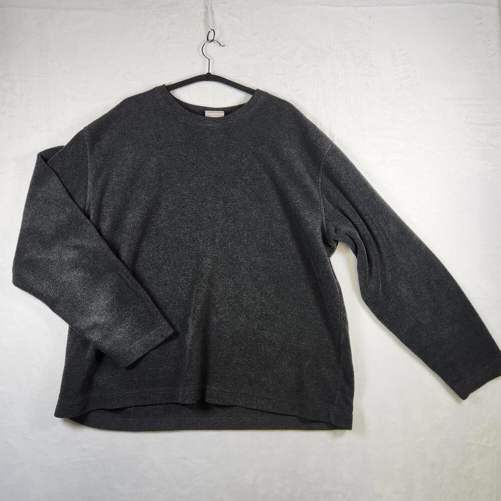 LL Bean Fleece Long Sleeve Shirt Gray Size XL